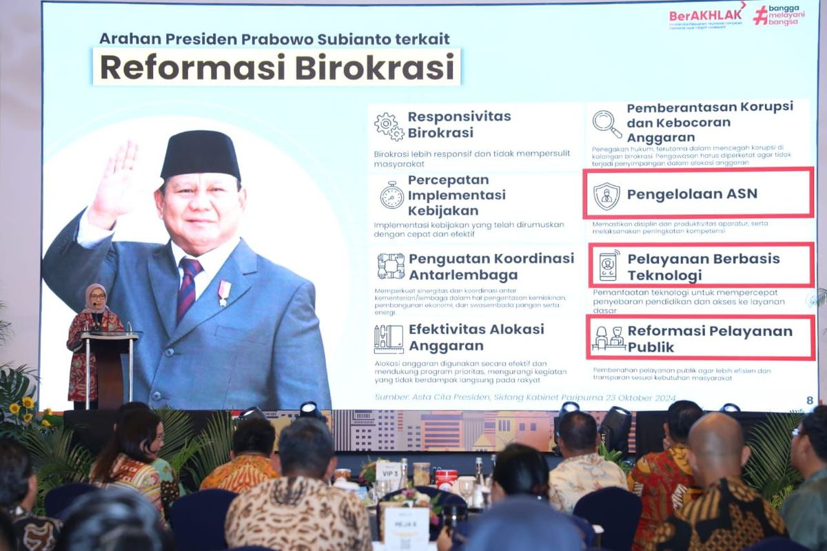 Menteri Pendayagunaan Aparatur Negara dan Reformasi Birokrasi (Menpan RB) Rini Widyantini dalam sebuah kesempatan.