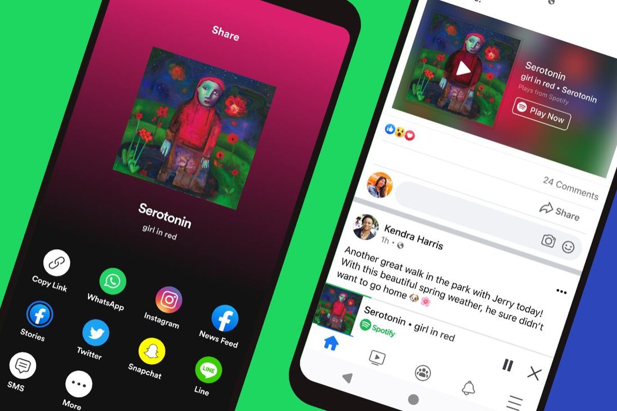 Fitur miniplayer Spotify di aplikasi Facebook.