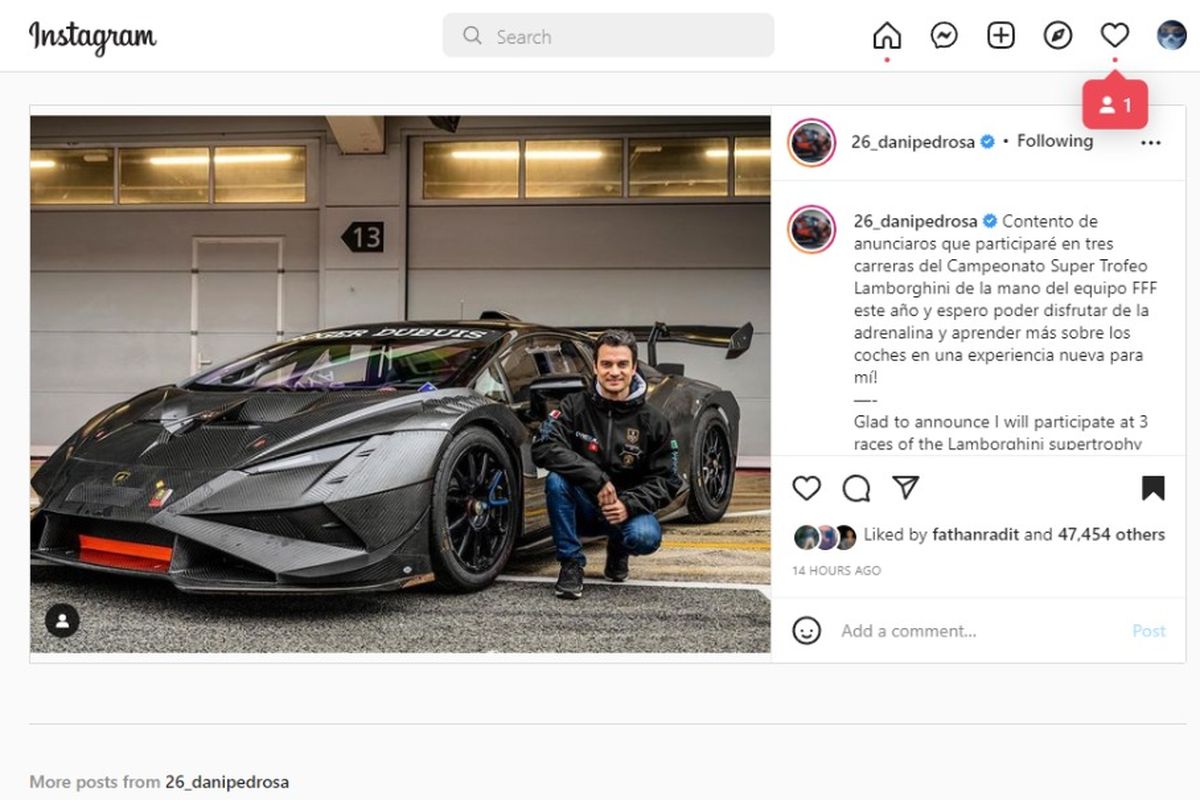 Dani Pedrosa akan mengikuti ajang balap mobil menggunakan Lamborghini Huracan
