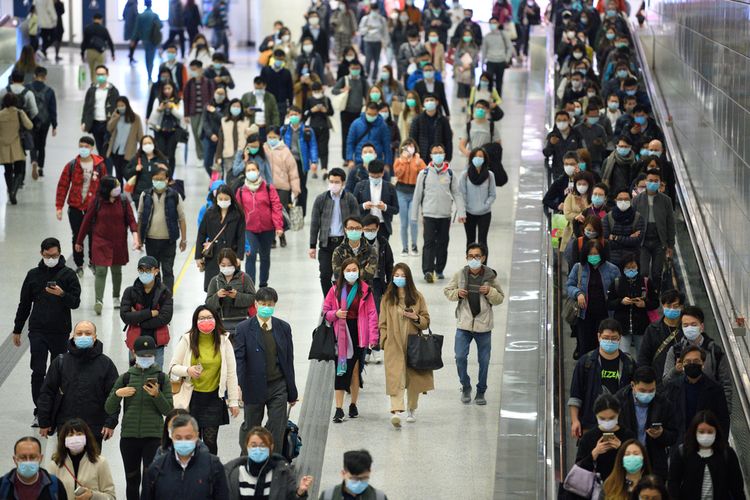 Suasana di salah satu stasiun di Hong Kong, Februari 2020.