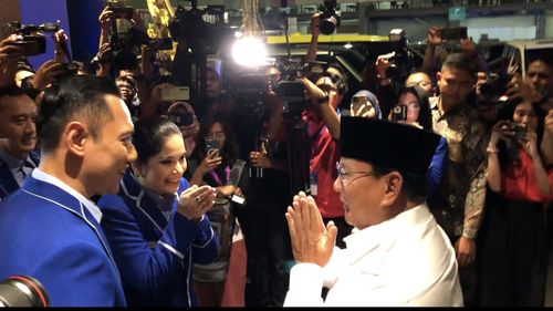 Sambut Prabowo di Rapimnas Demokrat, AHY: Semoga Barokah Ya Pak Acaranya