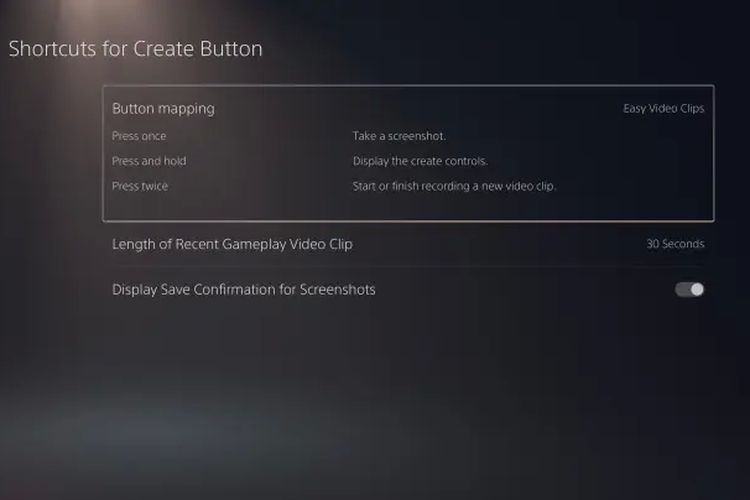 Cara mengaktifkan shortcut Screenshot dan klip video di PS5.