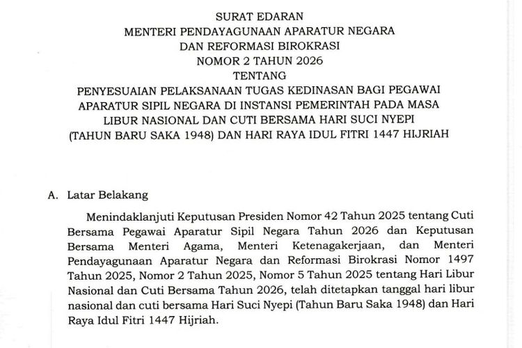 Jadwal WFA Lebaran 2026 untuk ASN dan Karyawan Swasta, Cek Tanggalnya