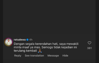 Wali Kota Palembang, Ratu Dewa, menyampaikan permintaan maaf kepada Willie Salim setelah rendang 200 kg yang dimasaknya raib dalam sekejap.