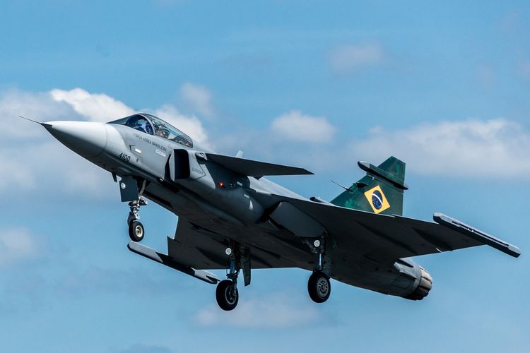 Jet tempur Saab JAS 39E Gripen buatan Swedia.