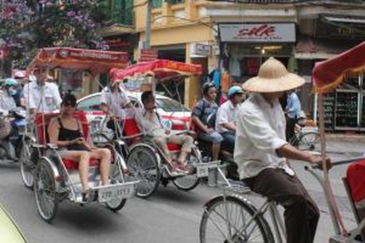 Becak di Hanoi, Vietnam, khusus untuk turis.