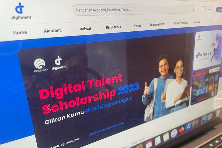 Tampilan website digitalent.kominfo.go.id untuk melakukan pendaftaran Pelatihan Digital Talent Kominfo 2023.