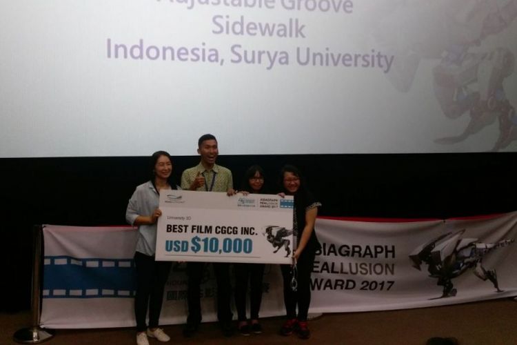 Tiga mahasiswa Universitas Surya menjuarai lomba animasi Asiagraph Reallusion Award 2017 yang digelar di Taiwan, 23-25 Agustus 2017.