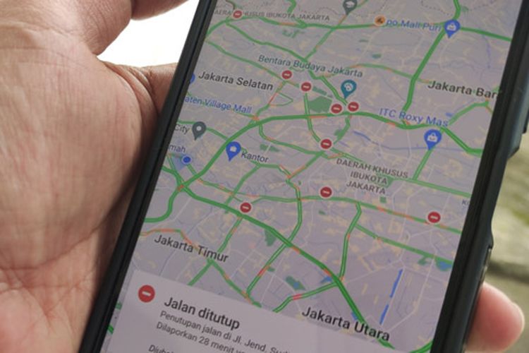 Pantau titik penyekatan lewat aplikasi peta digital google maps