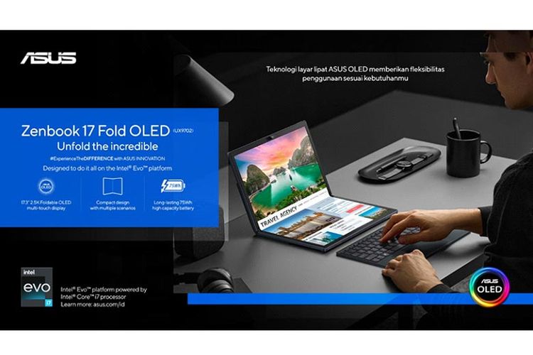 Zenbook 17 Fold OLED ditenagai prosesor mumpuni dari Intel. 

