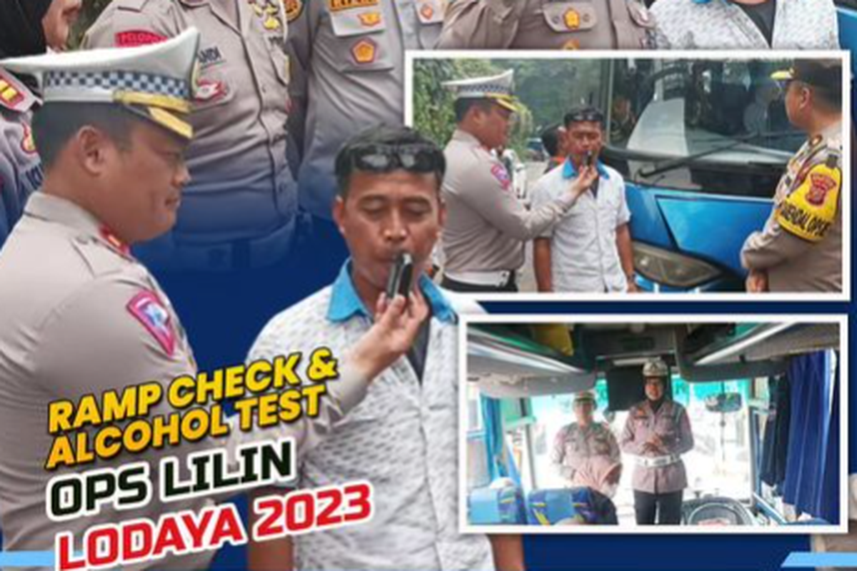 Ramp check dan tes alkohol saat Operasi Lilin Lodaya 2023 di Kota Bogor
