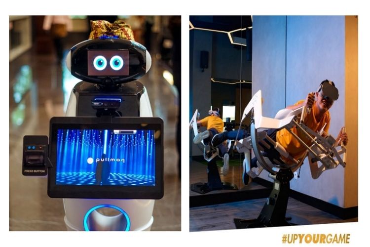 Teknologi artificial intelligence (AI) pada robot lobby ambassador bernama Mano The Robot dan ICAROS VR di Pullman Bandung Grand Central.