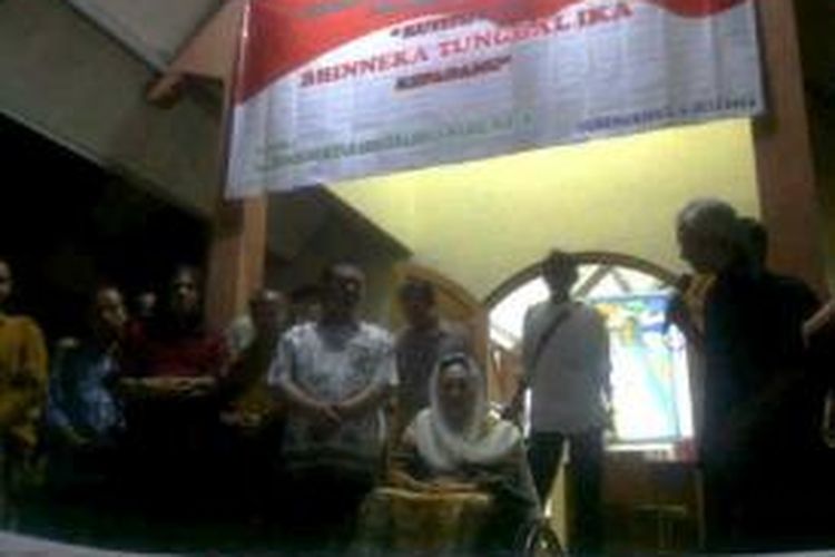 Shinta Nuriyah saat menghadiri acara deklarasi di Gereja Kristen Jawa, Gunungkidul.
