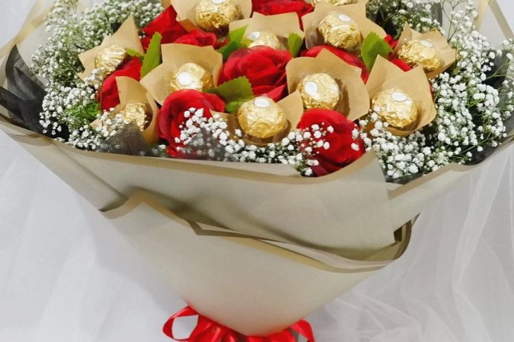 Jual Buket Coklat / Ferrero / Coklat Valentine / Buket Bunga