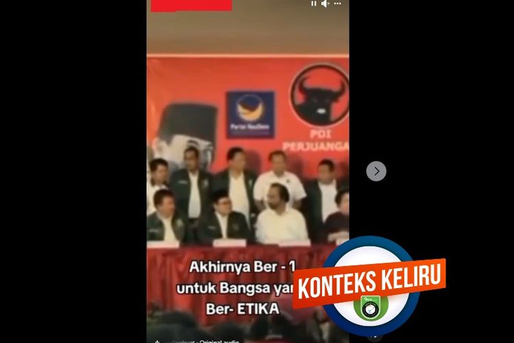Tangkapan layar Facebook video yang menyebut Megawati, Muhaimin dan Surya Paloh bertemu setelah Pilpres 2024
