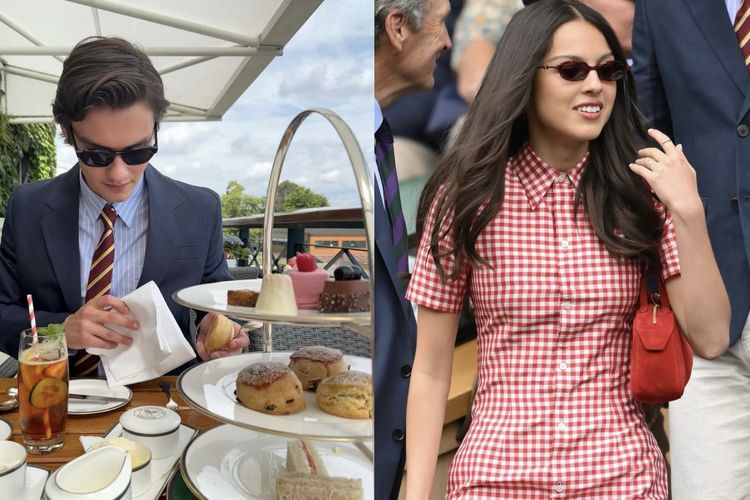 Pasangan selebritis Olivia Rodrigo dan Louis Patridge di Wimbledon 2025, di London, Inggris.