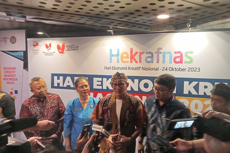 Peringatan Hari Ekonomi Kreatif Nasional di Gedung Sapta Pesona, Jakarta, Selasa (24/10/2023).