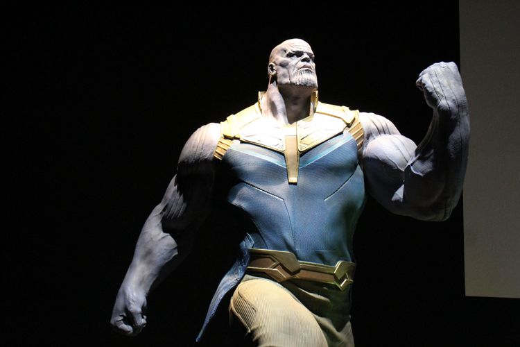 Replika Thanos di pameran 10 tahun Marvel Studios, ArtScience Museum, Marina Bay Sands, Singapura. 