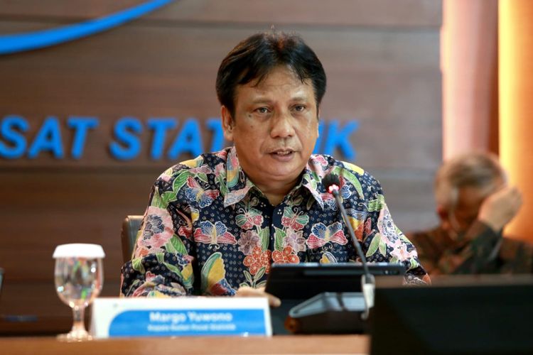 Kepala Badan Pusat Statistik (BPS) Margo Yuwono saat melaporkan kinerja ekspor-impor bulan Juni tahun 2021 di Gedung BPS Jakarta, Kamis (15/7/2021).