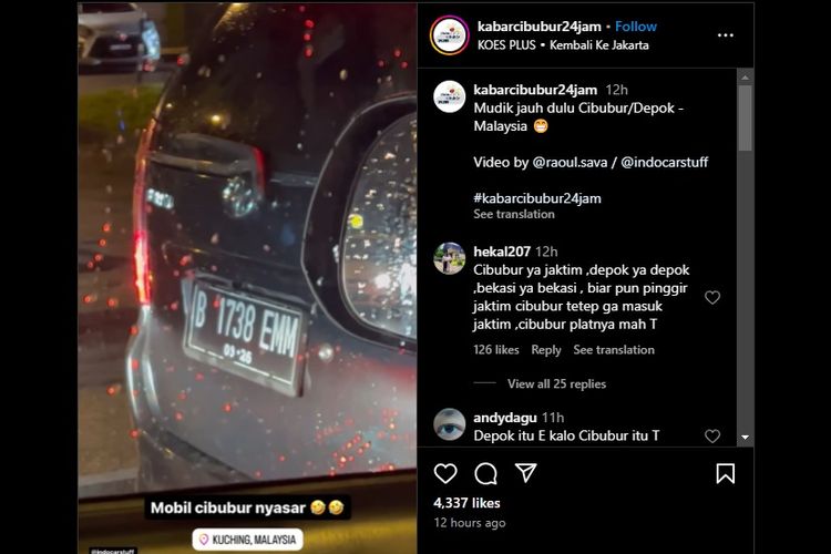 Video viral di media sosial yang memperlihatkan Toyota Avanza dengan pelat nomor lokal melintas di wilayah Kuching, Malaysia.