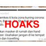 [HOAKS] 6 Kota di Indonesia Masuk Zona Kuning Virus Corona