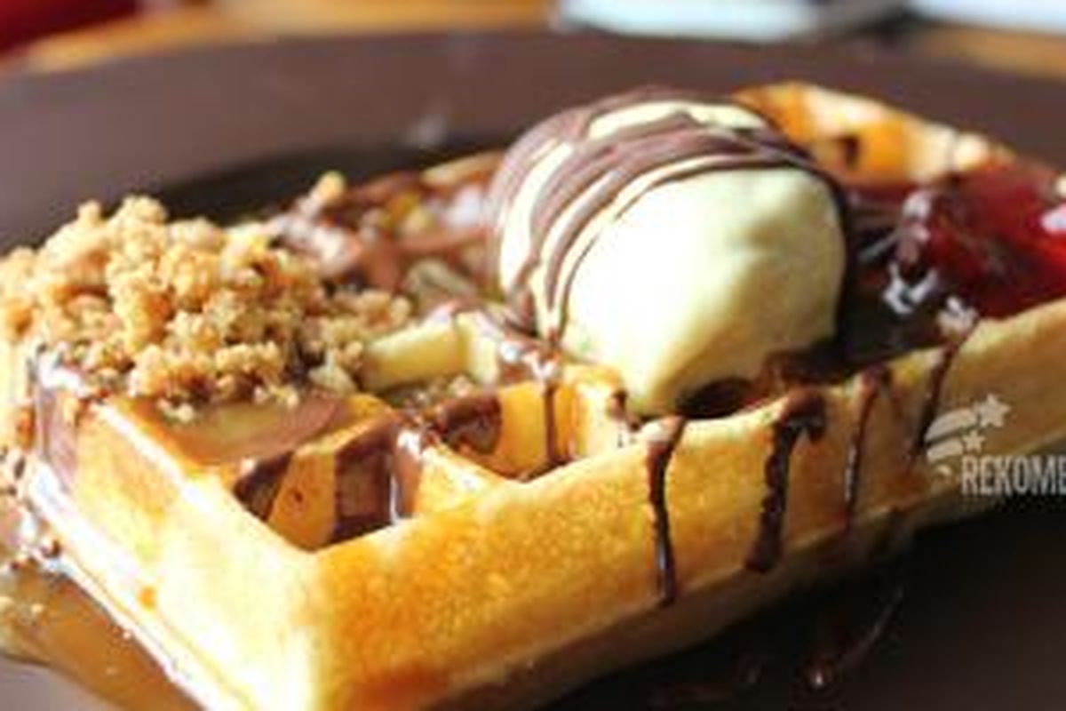 Wafel di Pipiltin Cocoa, Kebayoran Baru, Jakarta Selatan.