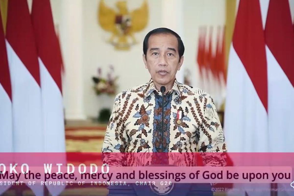 Presiden RI Joko widodo menyampaikan pentingnya transisi energi dalam Seminar Tingkat Tinggi S20-G20 Indonesia 'Just Energy Transition' secara virtual, Kamis (17/3/2022).