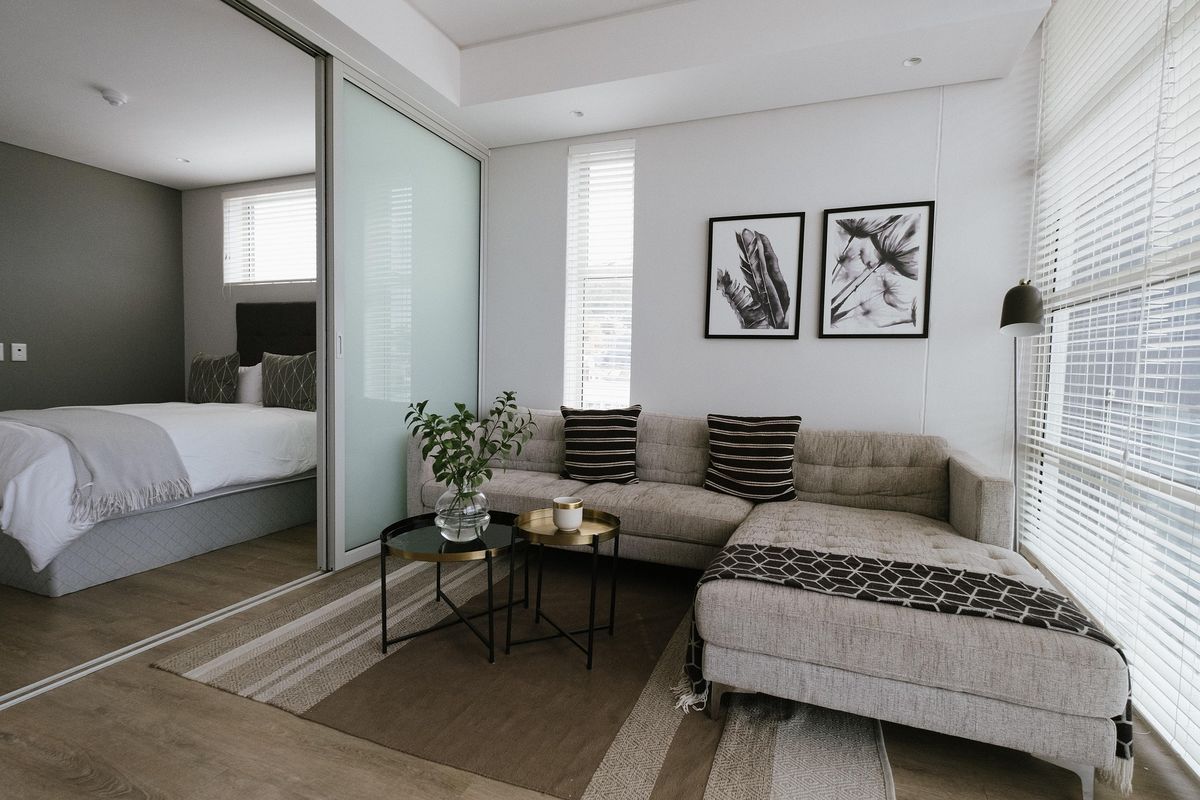 Ilustrasi apartemen, apartemen studio. 