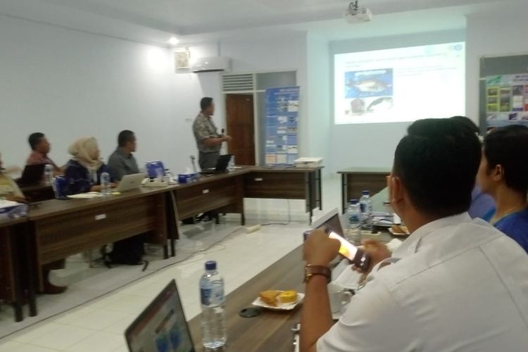 Rapat membahas hasil penelitian fenomena ribuan ikan mati terdampar di Pulau Ambon antara LIPI dan sejumlah isntansi terkait berlangsung di aula Kantor LIPI Ambon, Kamis (19/9/2019)