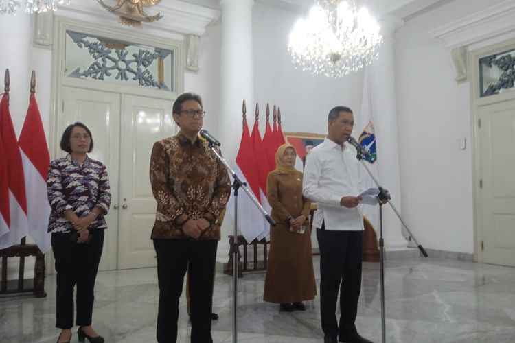 Menteri Kesehatan Budi Gunadi Sadikin dan Pj Gubernur DKI Jakarta Heru Budi Hartono bertemu di Balai Kota DKI Jakarta, Senin (27/7/2023).