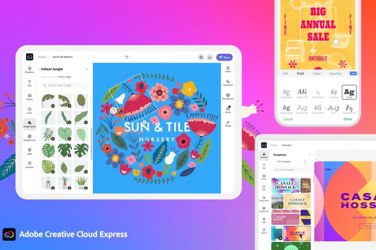 Adobe Creative Cloud Express, platform desain dan template mirip Canva.