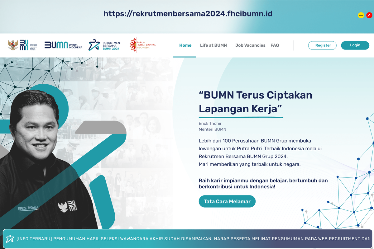 Rekrutmen bersama BUMN 2024. Syarat peserta rekrutmen bersama BUMN 2024.