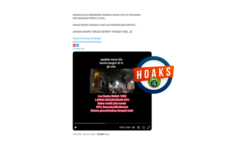 Hoaks, video kerusuhan penolakan hasil Pemilu 2024