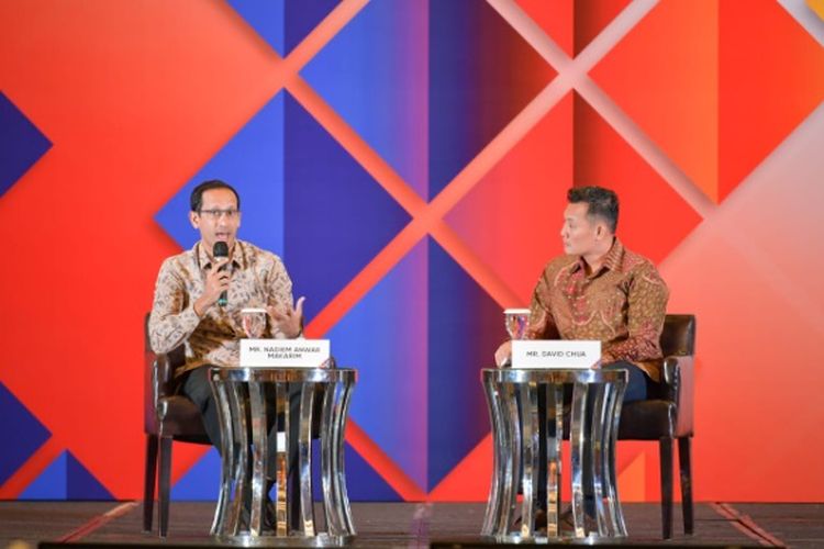Menteri Pendidikan, Kebudayaan, Riset, dan Teknologi (Mendikbud Ristek), Nadiem Makarim saat menghadiri pertemuan ASEAN Youth Fellowship (AYF) di Jakarta, pada Rabu (2/11/2022). 