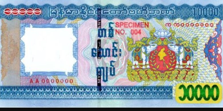 Mata uang Burma atau mata uang Myanmar kyat dengan kode MMK.