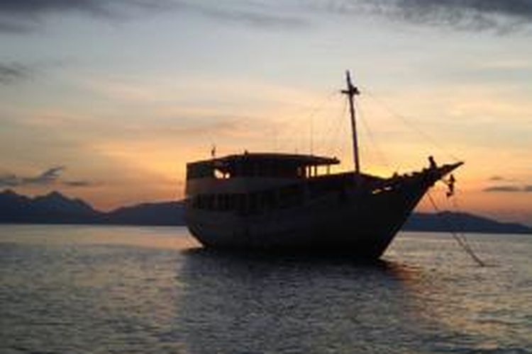 Kapal Motor Menami, kapal yang digunakan oleh tim gabungan dari World Wide Funds for Nature (WWC) dan Wildlife Conservation Society (WCS) untuk menjalani ekspedisi pemantauan terumbu karang, 13 Maret 2014 sampai 1 April 2014. kapal milik WWF ini biasanya beroperasi di perairan Wakatobi.