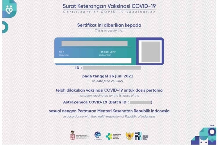 Nama kamu akan terdaftar di sertifikat vaksin COVID-19