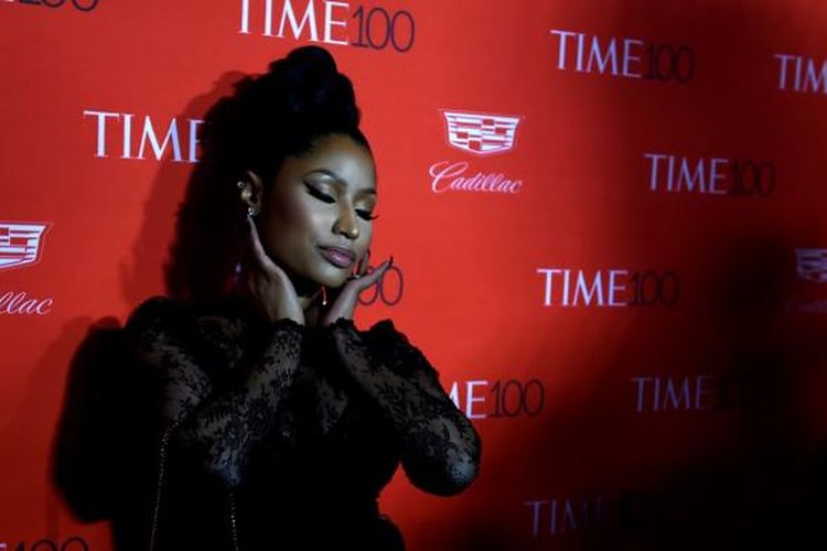 Penyanyi Nicki Minaj menghadiri acara Time 100 Gala untuk merayakan edisi khusus Most Influential People di The World at Jazz, Lincoln Center, New York, AS, pada Selasa (26/4/2106) waktu setempat.
