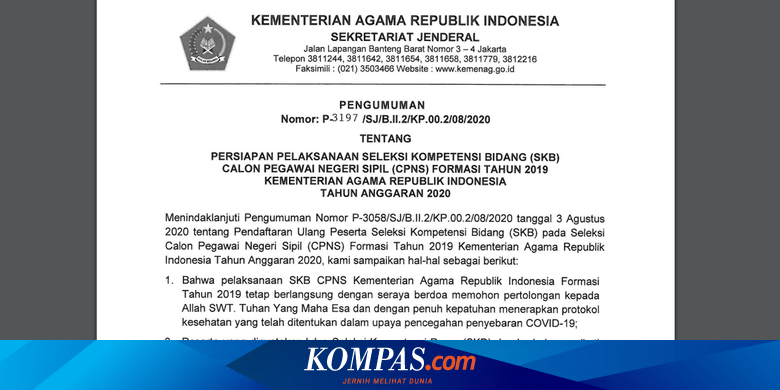 Update Skb Cpns Kemenag Peserta Diminta Unggah Sejumlah Dokumen Ini Halaman All Kompas Com