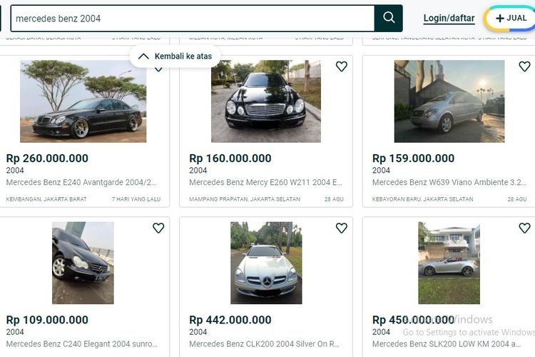 Ilustrasi harga mobil bekas Mercedes-Benz tahun 2004