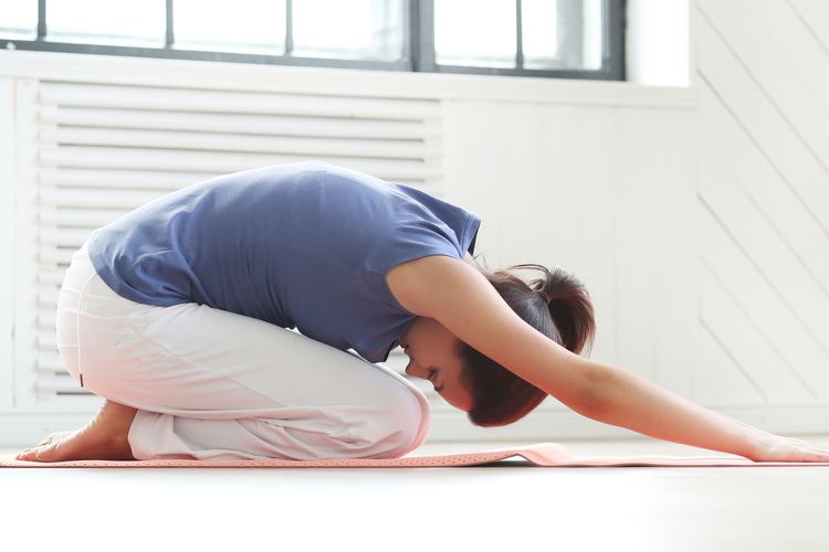 Fitness. Woman during pilates workout