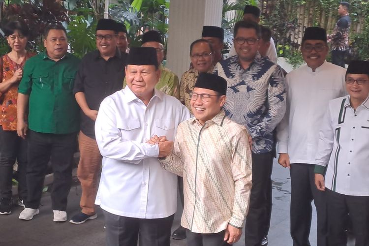Ketua Umum PKB Muhaimin Iskandar atau Cak Imin mendatangi rumah Prabowo Subianto di Jalan Kertanegara, Jakarta Selatan, Jumat (28/4/2023). 