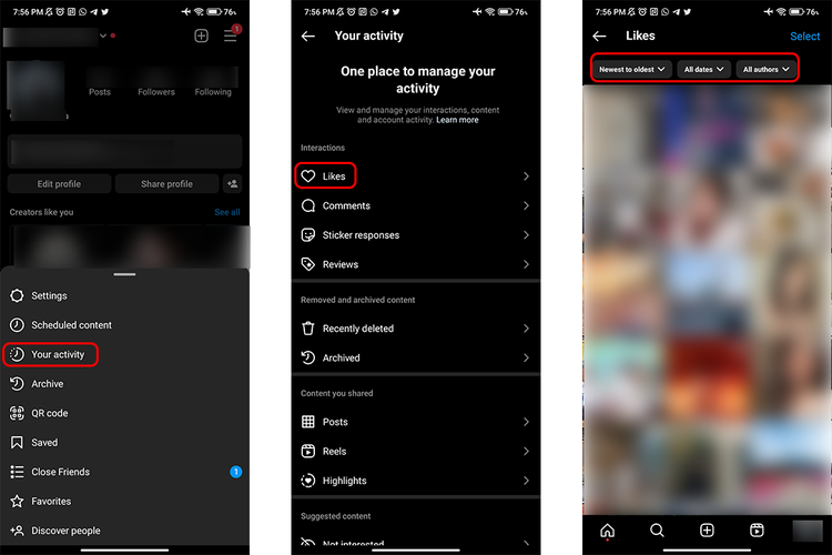 Cara melihat konten Instagram yang pernah disukai