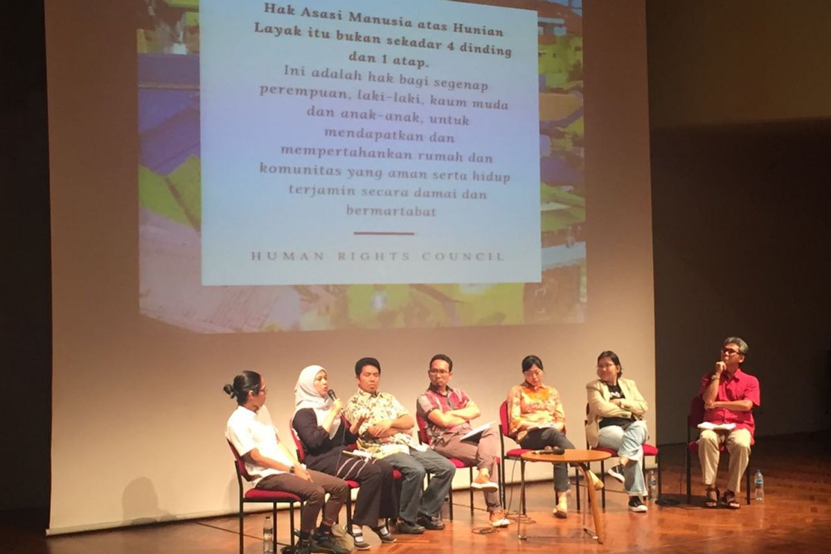 Diskusi  Terkait Hunian Laik di Indonesia yang digelar Rujak Center for Urban Studies di Jakarta Pusat, Rabu (11/4/2018). 