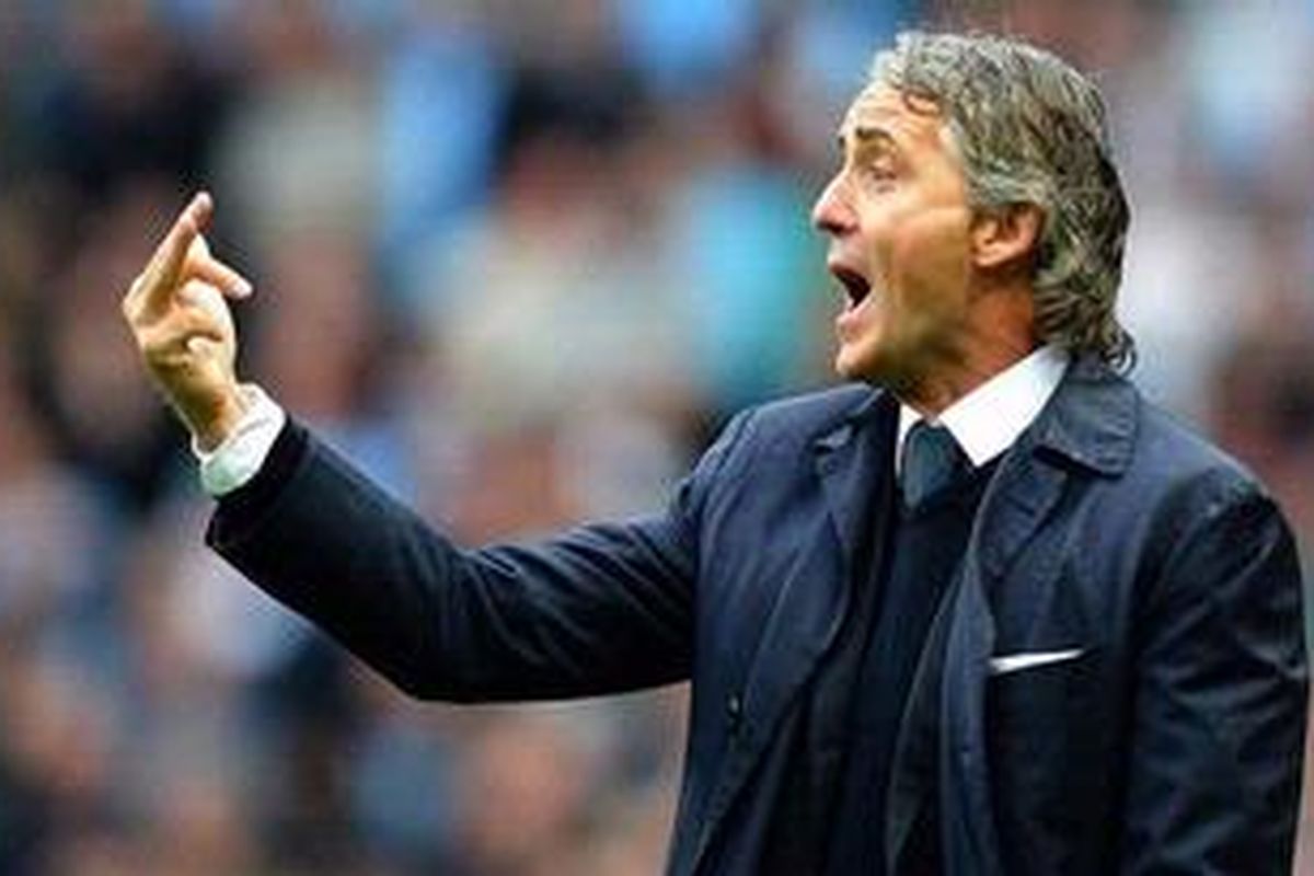 Pelatih Manchester City, Roberto Mancini.