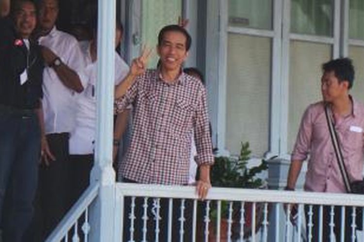 Capres Joko Widodo saat berkunjung ke UMKM Tuan Kentang, Kelurahan Tuan Kentang, Kecamatan Seberang Ulu 1, Palembang, Rabu (25/6/2014).