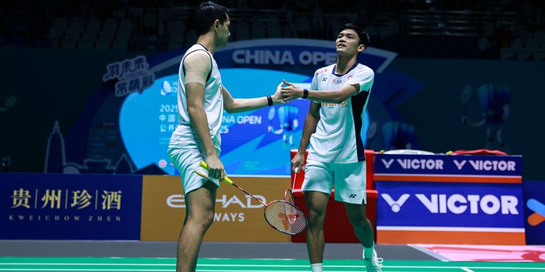 Fajar Alfian/Muhammad Shohibul Fikri kala berlaga di semifinal China Open 2022 melawan Liang Wei Keng/Wang Chang, di Olympic Sport Center Gymnasium, Changzhou, Sabtu (26/7/2025).
