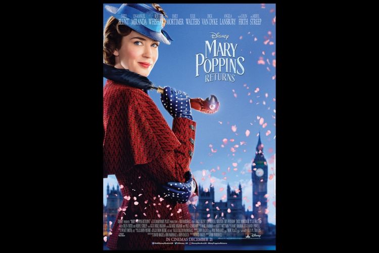 Aktris Emily Blunt dalam film Mary Poppins Return (2018). Tayang di Disney+ Hotstar.