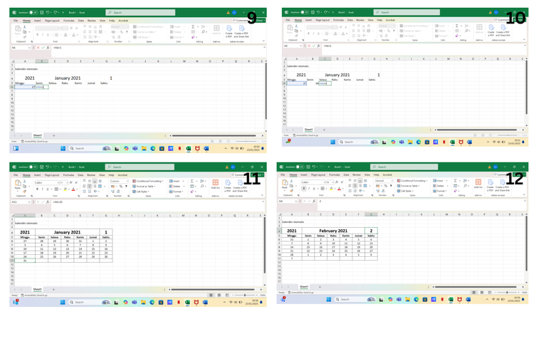 Ilustrasi cara buat kalender otomatis di Excel