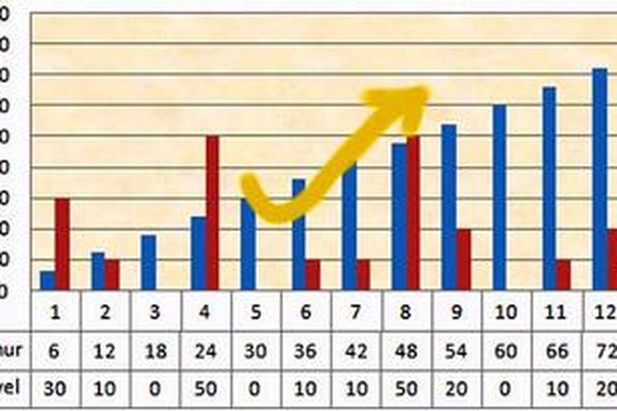 Grafik rezeki menurut umur dan kelahiran Chairul.
